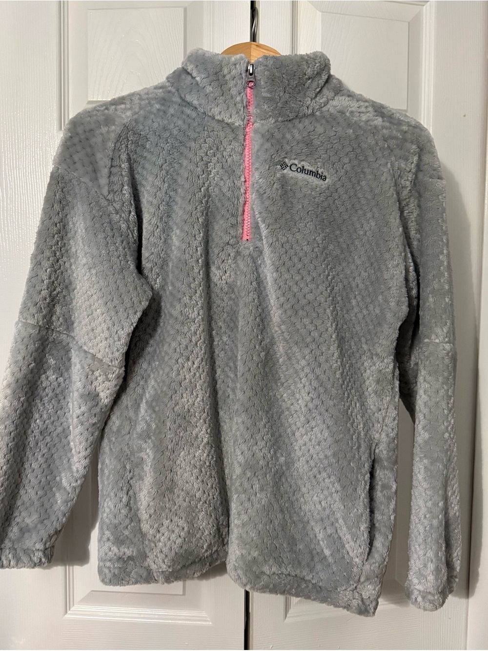 Columbia Girls' Gray Fuzzy QuarterZip Pullover Jacket